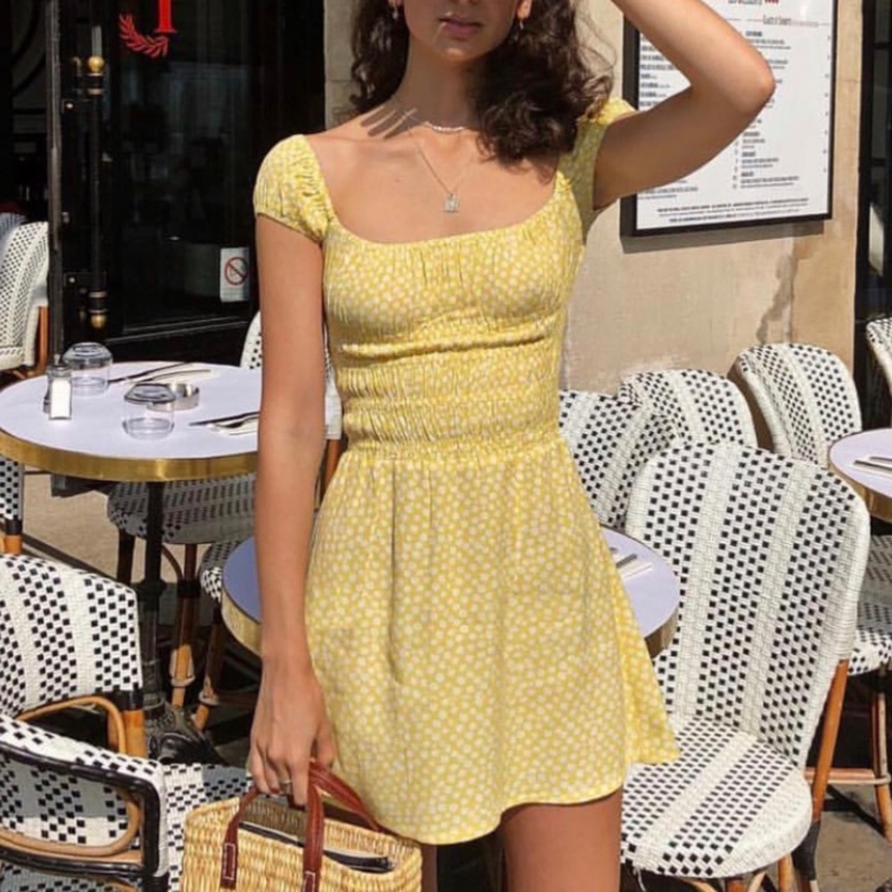 WITH JEAN MARSEILLES Chic Yellow Mini Dress